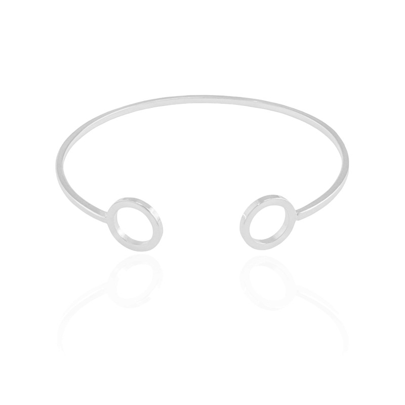 Bracelete Filete Esferas Vazadas Liso Banho Branco