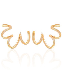 Ear Cuff Espiral Cravejado Cristal Banho Dourado